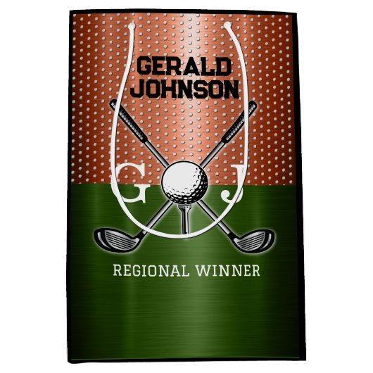 Cool Golf Monogram Ontwerp Medium Cadeauzakje (Voorkant)
