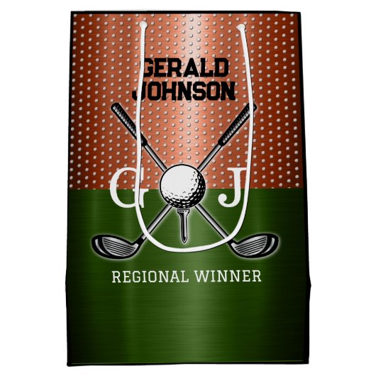 Cool Golf Monogram Ontwerp Medium Cadeauzakje (Achterkant)