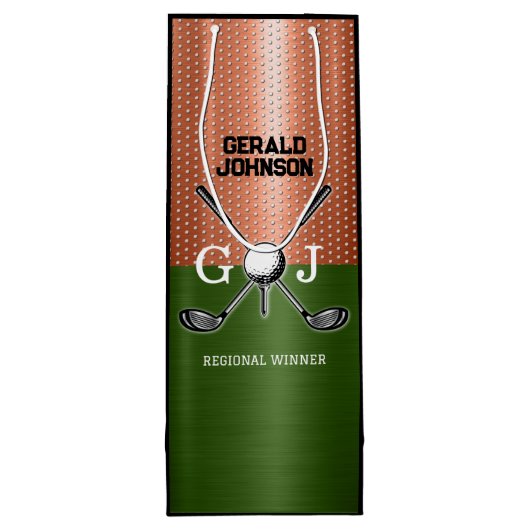 Cool Golf Monogram Ontwerp Wijn Cadeautas (Achterkant)