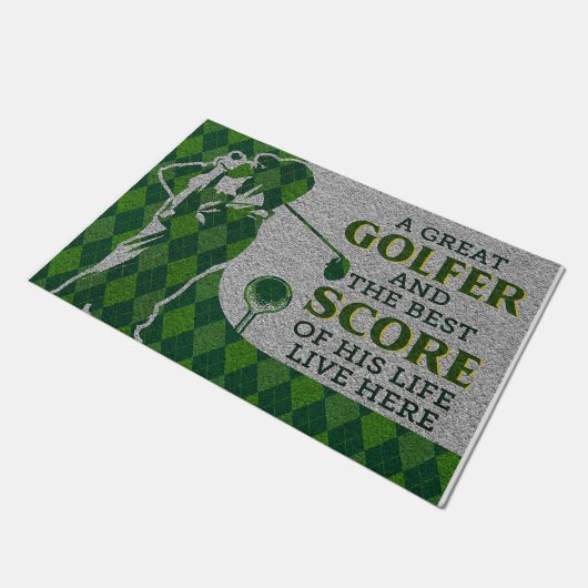 Cool Golfer And His Best Score Deurmat (Schuin)