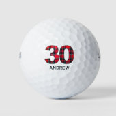 Cool Golfer Gift 30e Verjaardag rode plaid ontwerp Golfballen (Voorkant)