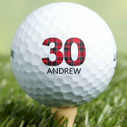 Cool Golfer Gift 30e Verjaardag rode plaid ontwerp Golfballen