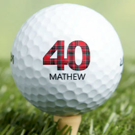 Cool Golfer Gift 40e Verjaardag rode plaid ontwerp Golfballen