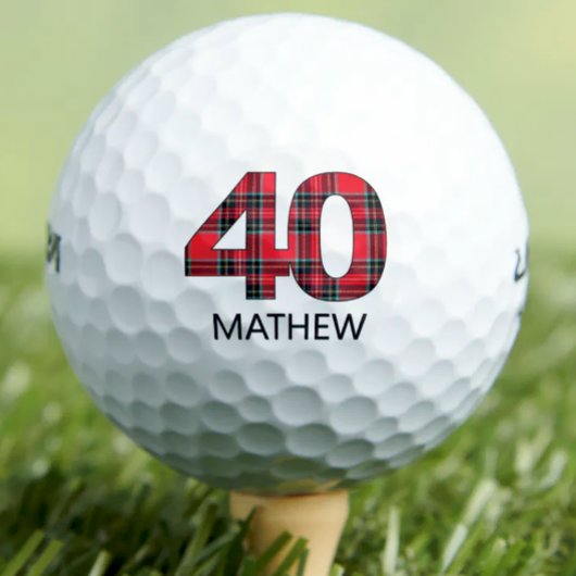 Cool Golfer Gift 40e Verjaardag rode plaid ontwerp Golfballen