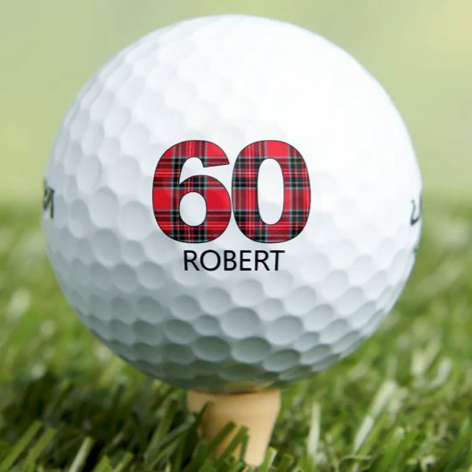 Cool Golfer Gift 60e Verjaardag rode plaid ontwerp Golfballen