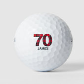 Cool Golfer Gift 70e Verjaardag rode plaid ontwerp Golfballen (Voorkant)