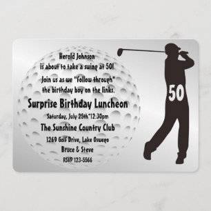 Cool Golfer's Birthday Party Invitation Kaart