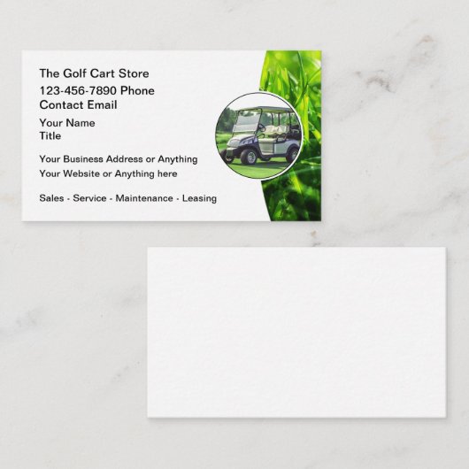 Cool Golfkar Service Winkel Afsprakenkaartje (Voorkant / Achterkant)