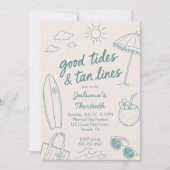Cool Good Tides & Tan Lines Beach Feest Kaart (Voorkant)