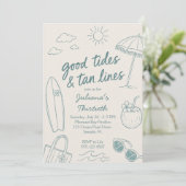 Cool Good Tides & Tan Lines Beach Feest Kaart (Staand voorkant)