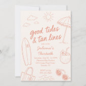 Cool Good Tides & Tan Lines Beach Feest Kaart (Voorkant)