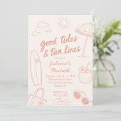 Cool Good Tides & Tan Lines Beach Feest Kaart (Staand voorkant)