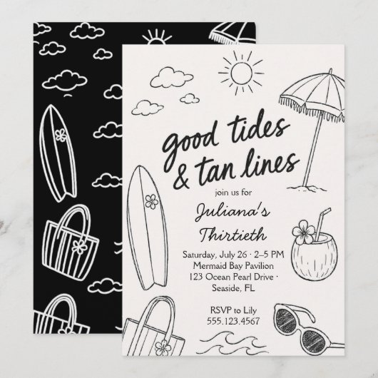Cool Good Tides & Tan Lines Strandfeest Kaart (Voorkant / Achterkant)
