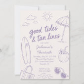 Cool Good Tides & Tan Lines Strandfeest Kaart (Voorkant)