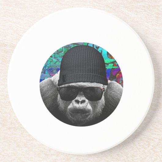 Cool Gorilla Coaster Zandsteen Onderzetter (Voorkant)