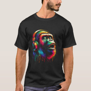 Cool Gorilla Hoofdtelefoon Muziek Art Kerstmis Ver T-shirt