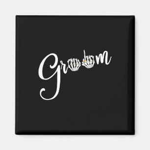 Cool Goth Bruidegom Bruid Schedel Skelet Ring Ving Magneet