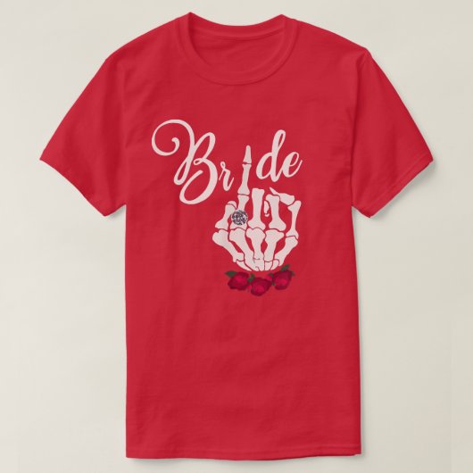Cool Gothic Bride Skull Skeleton Ring Finger Gothi T-shirt (Design voorkant)