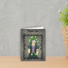 Cool Gothic Meisje Groen Pet Tattoos Zwart Barbs G Bedankkaart