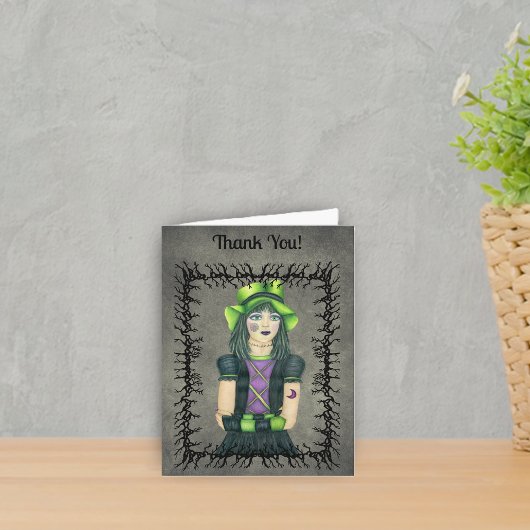 Cool Gothic Meisje Groen Pet Tattoos Zwart Barbs G Bedankkaart