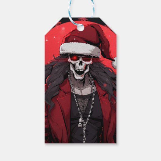 Cool Gothic Punk schedel Anime Santa Demon Cadeaulabel (Voorkant)