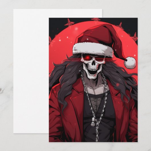 Cool Gothic Punk schedel Anime Santa Demon Feestdagenkaart (Voorkant / Achterkant)