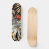 Cool Gothic Red Rose Jungle Foliage Skateboard  (Voorkant)
