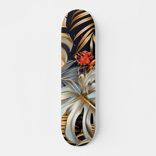 Cool Gothic Red Rose Jungle Foliage Skateboard  (Voorkant)