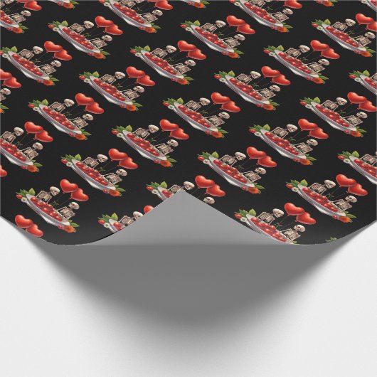 Cool Gothic tiled pattern Valentine skeleton  Cadeaupapier (Hoek)