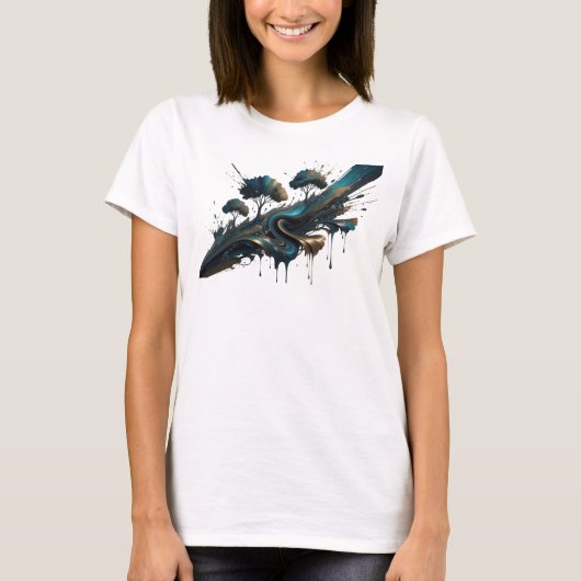 Cool Goud ABSTRACTE KUNST Modeprint T-shirt (Voorkant)