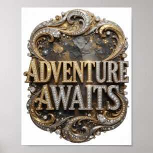 Cool Goud AVONTUUR WACHT 3D Tekstkunst Poster