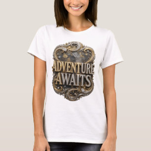 Cool Goud AVONTUUR WACHTT 3D Tekst Kunst T-shirt