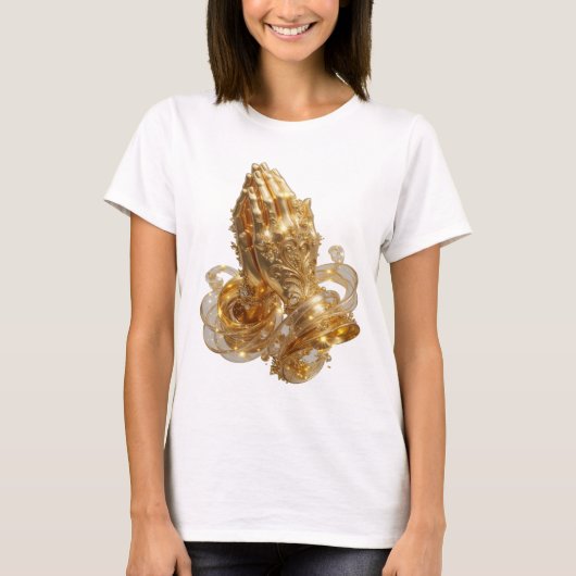 Cool Goud BIDDENDE HANDEN T-shirt (Voorkant)
