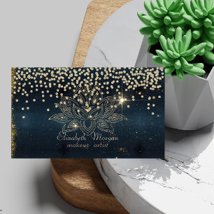 Cool Goud Diamanten Lotus Donkerblauw Visitekaartje