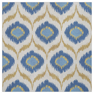 Cool goud- en blauw ikattribaal patroon stof