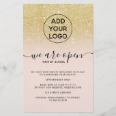 Cool goud glitter prijzen logo roze We zijn open Flyer (Voorkant)