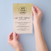 Cool goud glitter prijzen logo roze We zijn open Flyer (Hand)