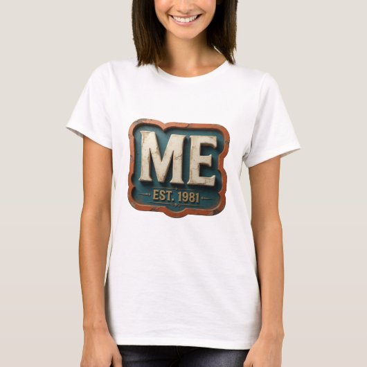Cool Goud ME EST 1981 Maatwerk Design T-shirt (Voorkant)