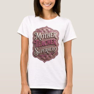 Cool Goud MOEDER LERAAR SUPERHELD Modern Ontwerp T-shirt