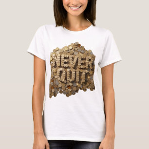 Cool Goud NOOIT UIT Artistische Motief T-shirt