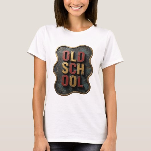 Cool Goud OLD SCHOOL Print T-shirt (Voorkant)