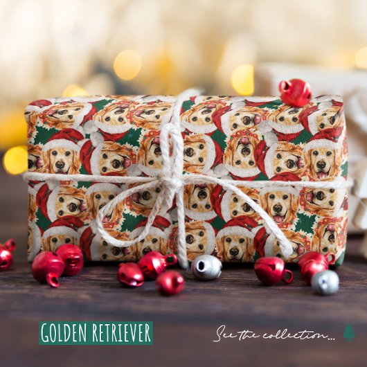 Cool Goud Retriever Kerstpatroon Cadeaupapier