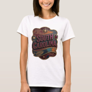 Cool Goud SOUTH CAROLINA 3D Tekst Kunst T-shirt