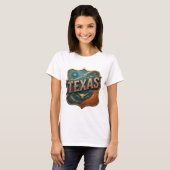 Cool Goud TEXAS 3D Tekst Kunst T-shirt (Voorkant volledig)