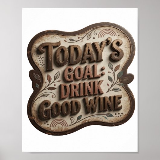 Cool Goud VANDAAG'S DOEL GOEDE WIJN DRINKEN v2 Poster (Voorkant)