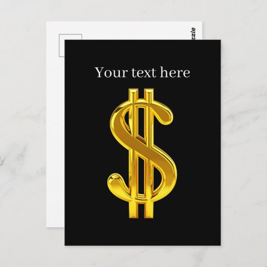 Cool gouden geld teken  briefkaart (Voorkant / Achterkant)