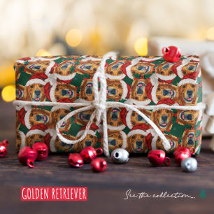 Cool Gouden Retriever Gezicht Kerst Patroon Cadeaupapier