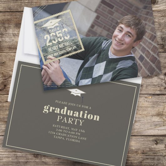 Cool Graduation Party Fototypografie Custom Kaart