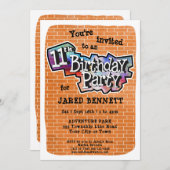 Cool Graffiti Art 11e verjaardagsfeest uitnodiging (Voorkant / Achterkant)