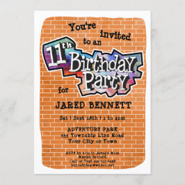 Cool Graffiti Art 11e verjaardagsfeest uitnodiging